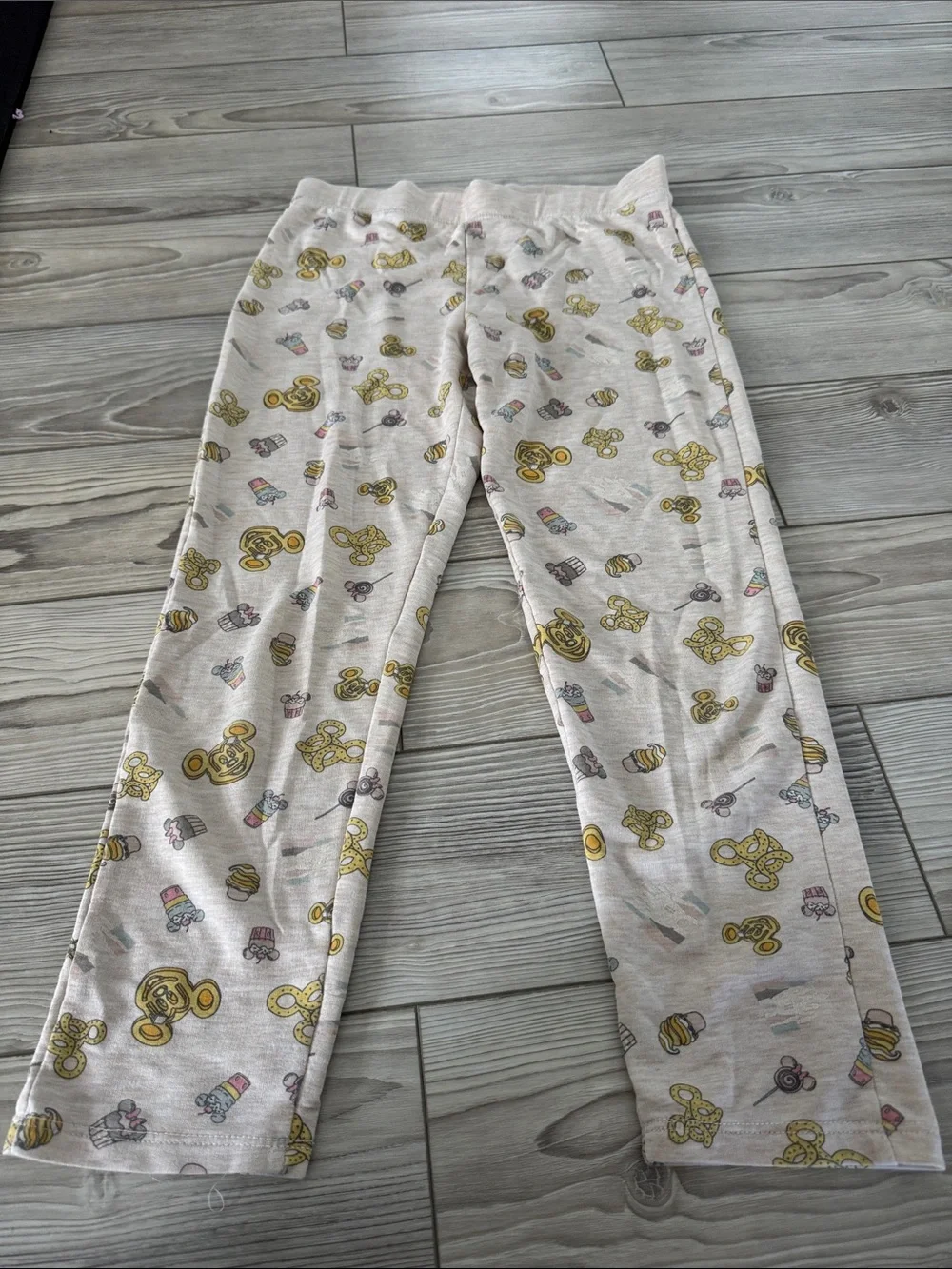 Disney Beige Pajama Pants with Yellow Character Prints